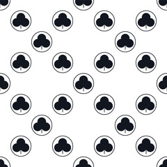 Clubs Card Suit vector round solid seamless pattern