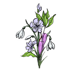 Colorful Bouquet Of Painted Spring Flowers