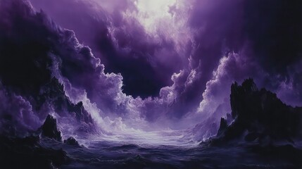 Fototapeta premium A purple and black backdrop with abundant smoke rising from both the top and bottom corners