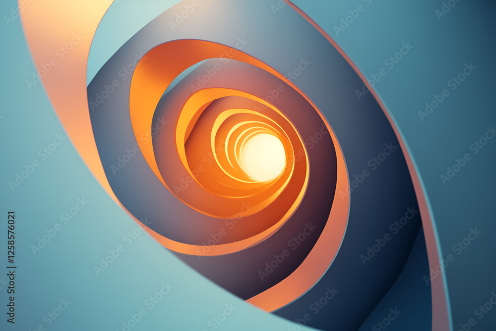 Poster abstract spiral: a captivating abstract spiral pattern, rendered in a captivating blend of orange an