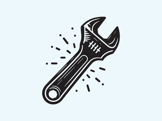 Minimalist Wrench Silhouette Graphic