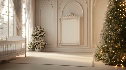 Magical fairytale nursery decor enchanted castle theme child's room cozy environment serene view dreamy concept