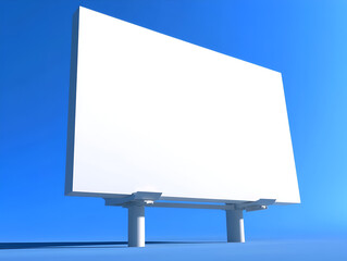 Obraz premium Blank Billboard Against Blue Sky: A large, blank billboard stands against a vibrant blue sky, offering a clean, spacious canvas for advertising or design.