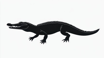Fototapeta premium Stylized American Alligator Silhouette Isolated Against White