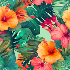 tropical floral pattern vibrant.