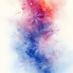 Fototapeta premium Minimalist Watercolor Christmas Background with Snowflakes