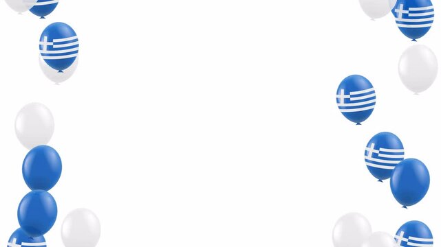 Animation of flying balloons for national holidays of Greece. Flag of Greece in the shape of a balloon. Transparent background with alpha channel.
