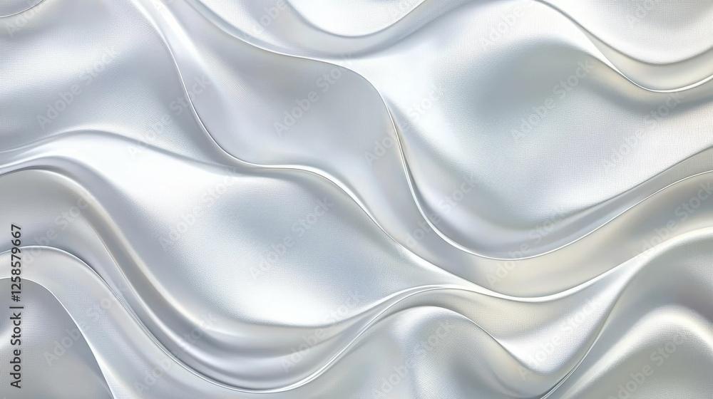Poster subtle shimmering silver fabric with delicate wavy texture pattern