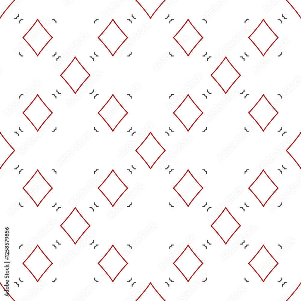 Poster diamonds playing card suit vector simple thin line seamless pattern