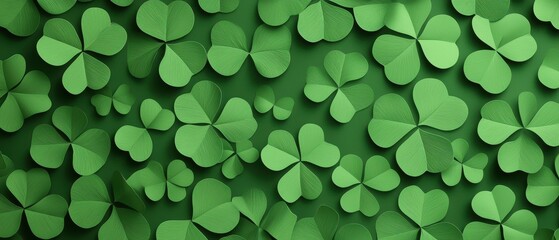 Celebrate minimalist st. Patrick's day event with geometric shamrock pattern in a vibrant green environment