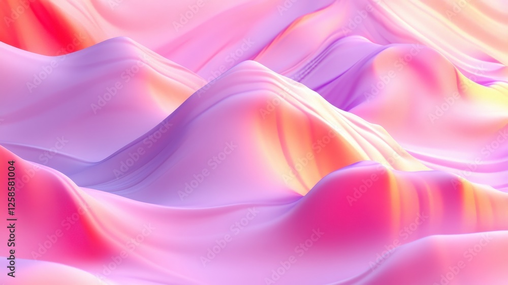 Poster surreal abstractscape of undulating gradient hues and luminous waves