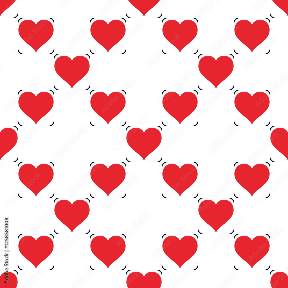 Poster hearts card suit vector simple red solid seamless pattern or background