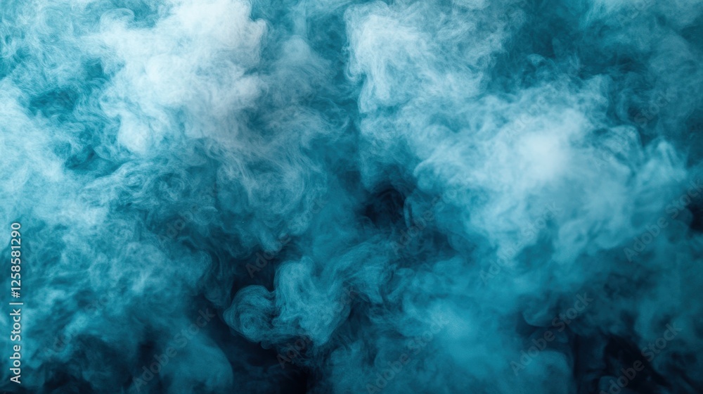 Poster surreal cyan vaporous atmosphere creating captivating abstract visual