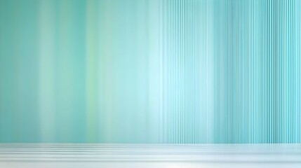 Obraz premium Abstract Teal and White Background with Vertical Lines and Wooden Table