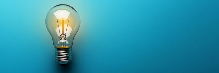 Glowing light bulb on plain blue background symbolizing ideas. Critical innovation analysis for staying competitive in 2025, thorough, trend-focused 


