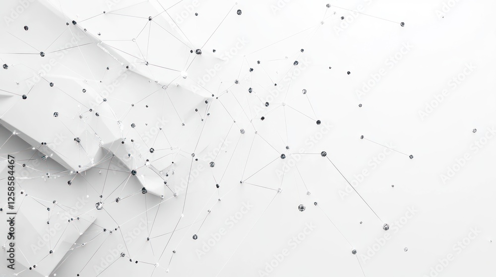 Poster abstract technology background featuring a network of connections and nodes, conveying innovation an