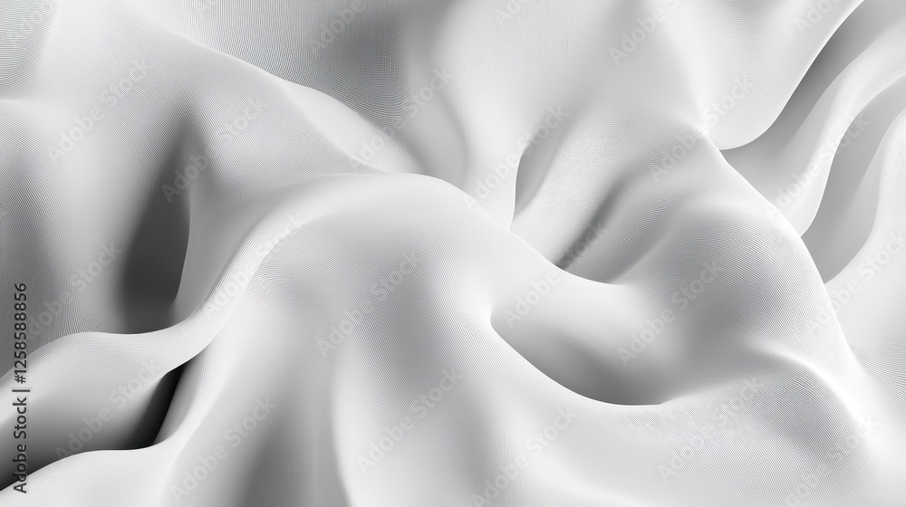 Poster undulating white fabric texture with soft shadows and subtle waves