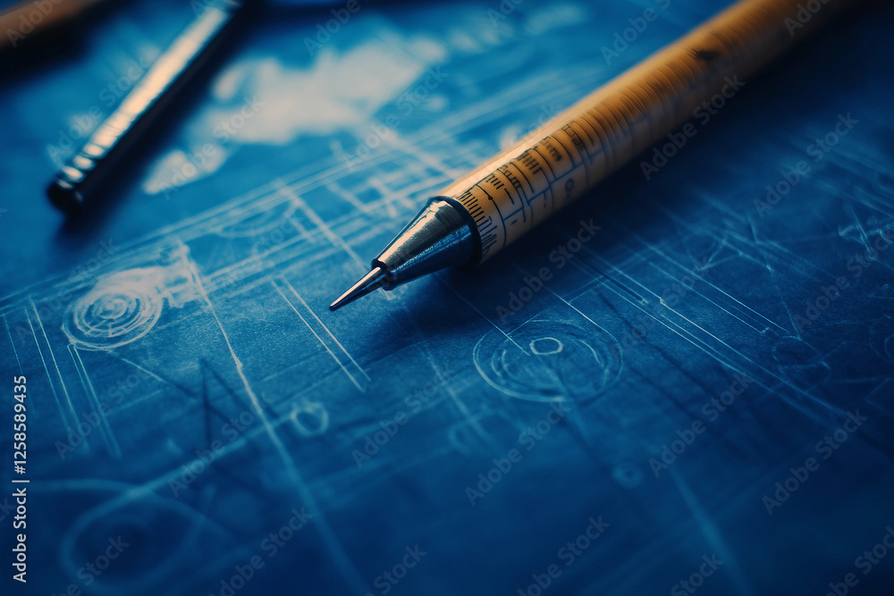 Poster blueprint plan architectural project, generative ai image