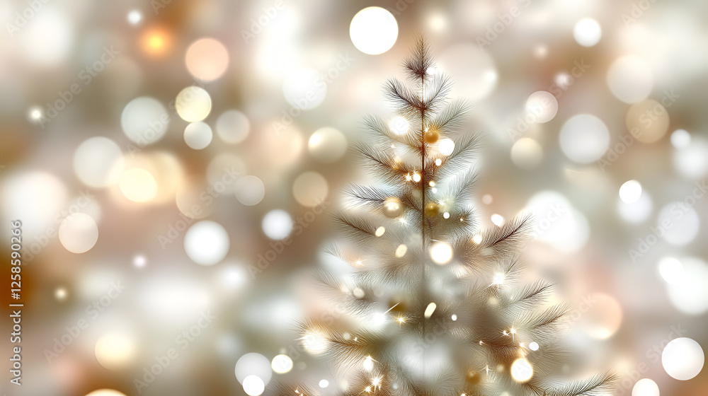 Aufkleber winter wonderland sparkle: a softly blurred image of a christmas tree adorned with twinkling lights,