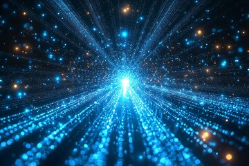 Fototapeta premium Abstract Blue Sparkle Light Trails Glittering Cosmic Background Futuristic Digital Energy
