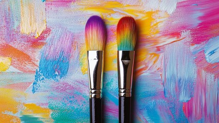 paintbrushes with different colors of the rainbow, each brush has one color on it and is placed next to the other brush