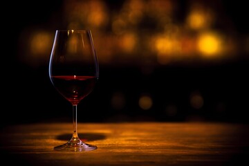 Copa de vino tinto con fondo cálido y elegante