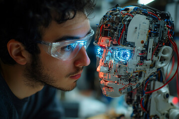 AI generated robots in a smart factory, robot production