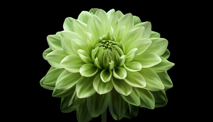 green flower dahlia isolated on black history for layout closeup nature