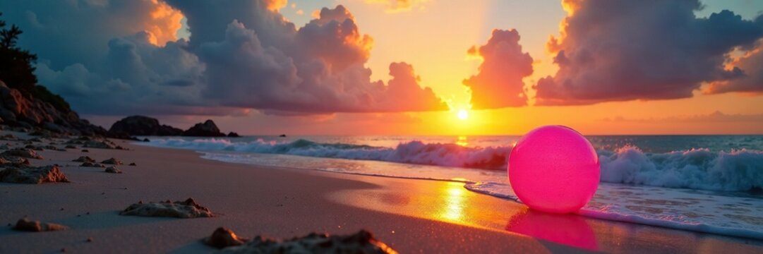 Balle di fieno sulla spiaggia con tramonto alle spalle, cielo dorato, limone, balle