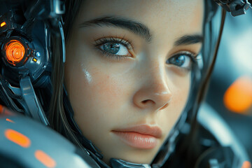 Modern automated robots on factory setting AI generative