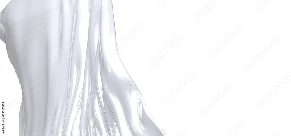 Poster a close-up of a white fabric drape. the fabric is smooth and flowing, creating a sense of movement a