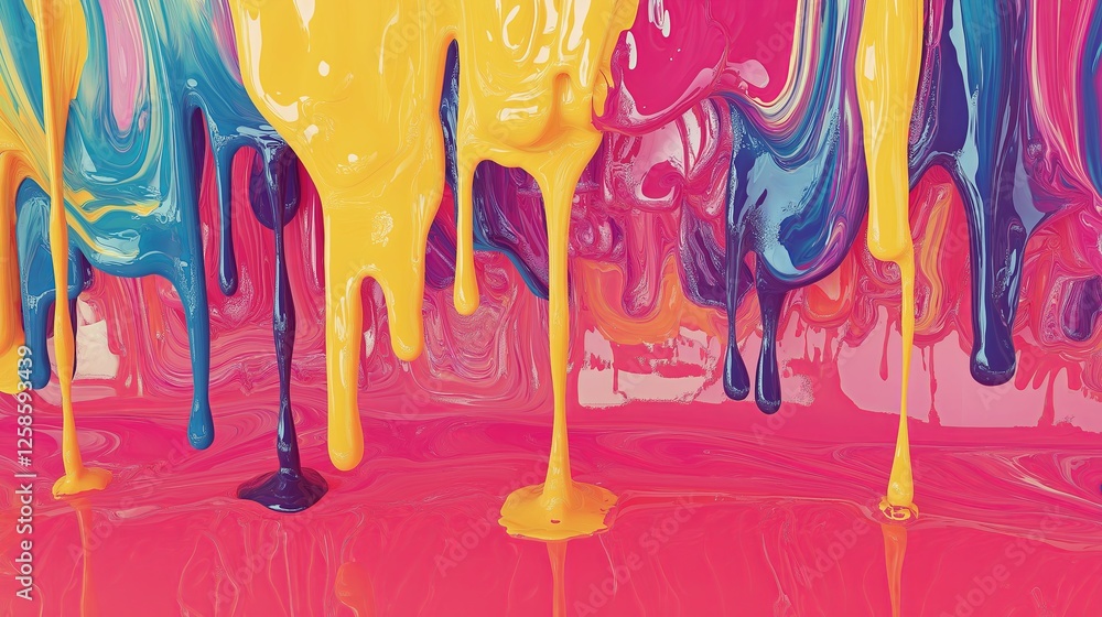 Poster A dripping paint effect creating an abstract illusion of melting reality.