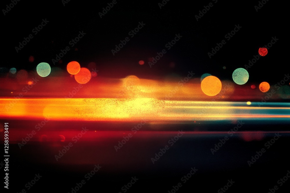 Poster colorful bokeh lights blend in a dynamic abstract pattern