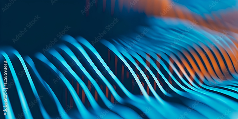 Poster abstract blue and orange waves: an abstract image featuring dynamic, flowing waves in vibrant shades