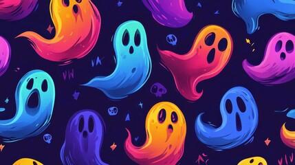 Obraz premium Vibrant spectral apparitions scattered on dark festive holiday canvas