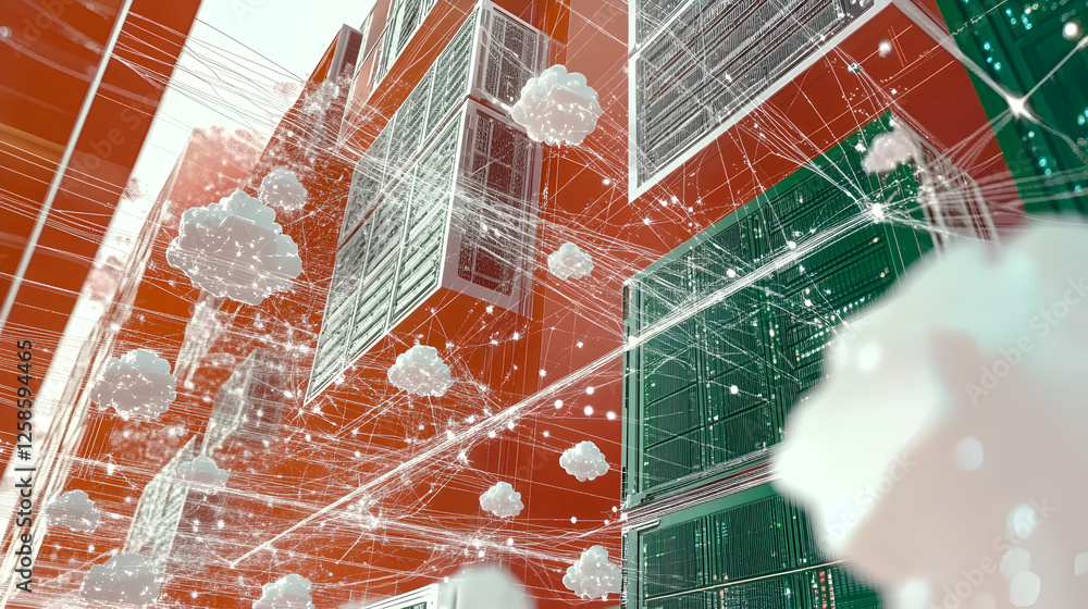 Poster cloud computing abstract: a captivating abstract representation of the cloud.