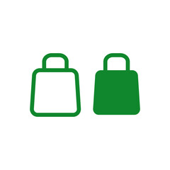 Eco shopping bag icon, Green organic bag icon design.