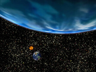planet earth with Venus and unknown planet