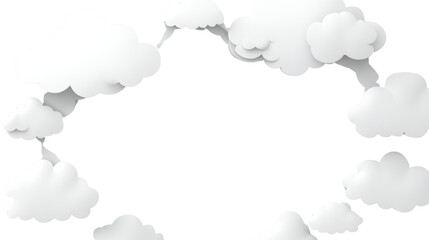Fototapeta premium White paper clouds frame on transparent background