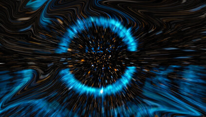 abstract black hole/ with blue background with circles