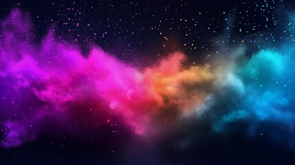 Obraz premium A dynamic explosion of neon colors blending seamlessly on a dark background