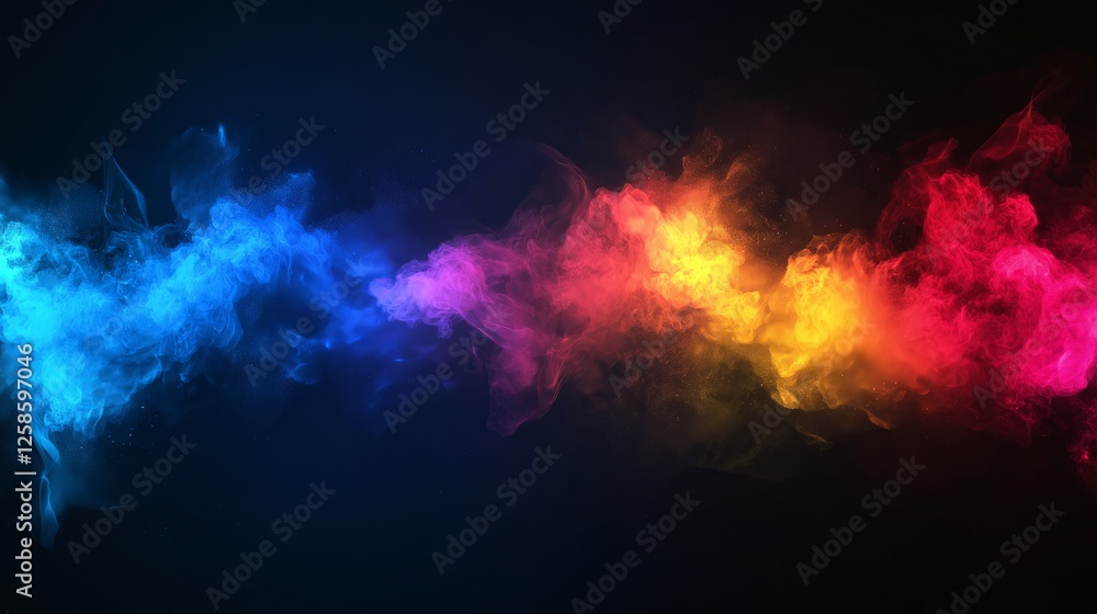 Poster A dynamic explosion of neon colors blending seamlessly on a dark background