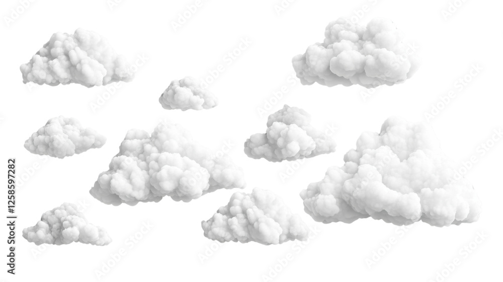 Aufkleber set of realistic white clouds floating on transparent background