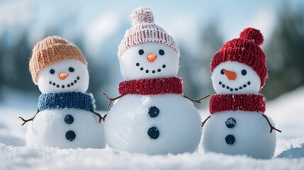 Fototapeta premium Diverse Team Building Snowman Together in Winter Wonderland