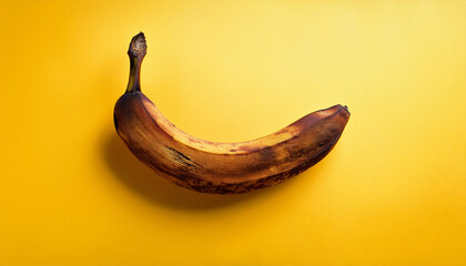 overripe banana on yellow
