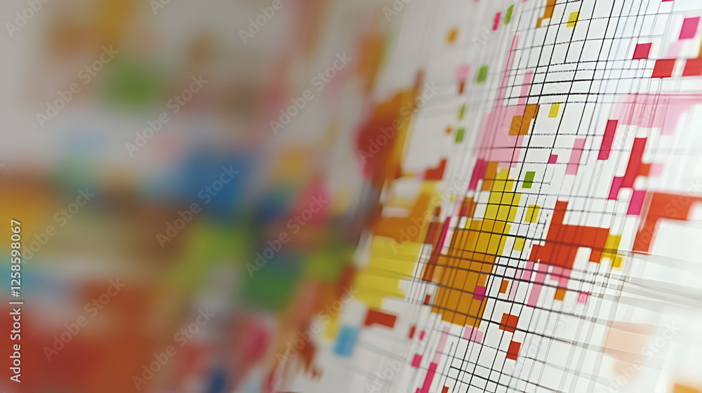 Poster abstract colorful grid: a vibrant, abstract close-up of a colorful grid pattern, showcasing a dynami