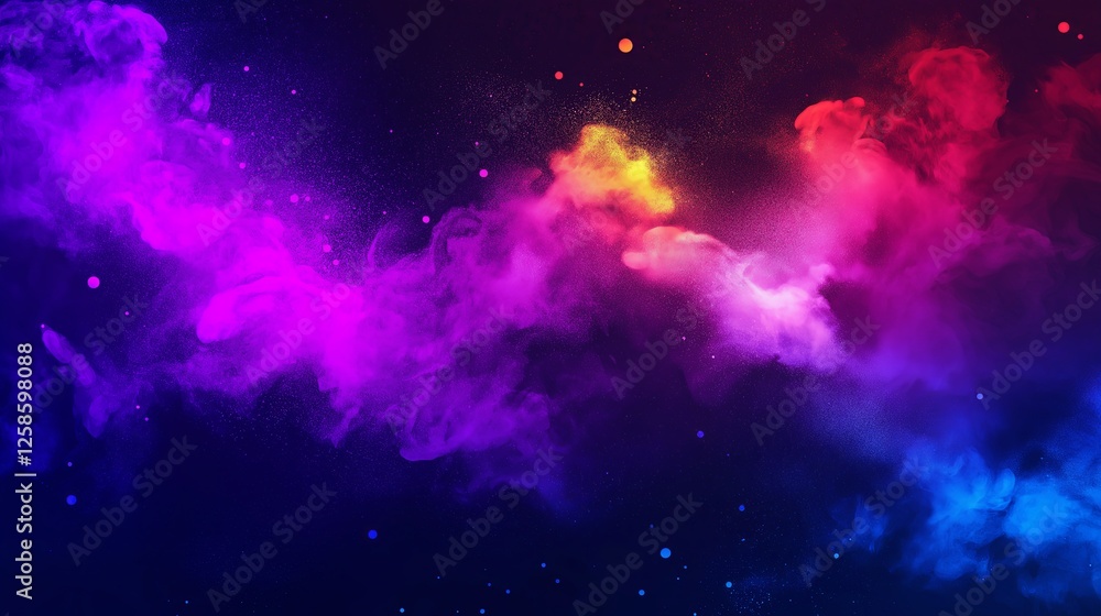 Poster a dynamic explosion of neon colors blending seamlessly on a dark background