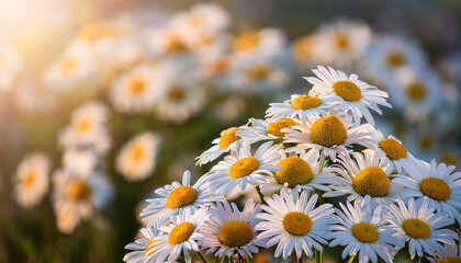 blooming tiers of stunning daisy flower on blurred historical past