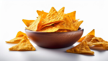 mexican corn nachos chips isolated on white background