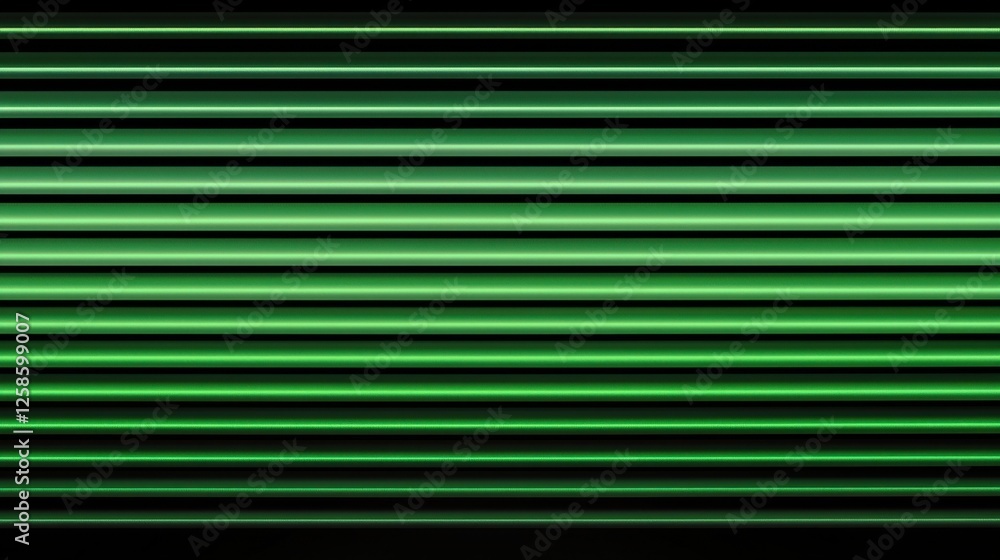 Poster a gradient of green horizontal lines on a dark background, creating a modern, abstract visual effect
